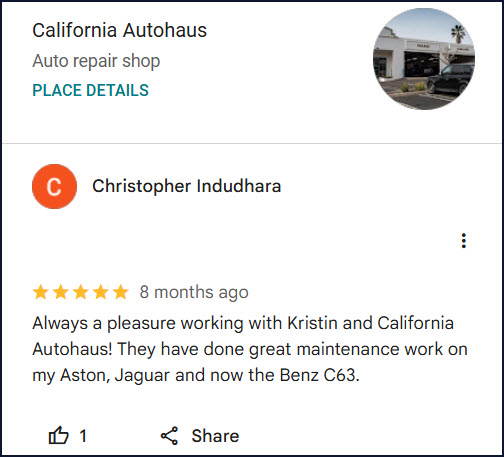 Review of California Autohaus By Christopher Indudhara
